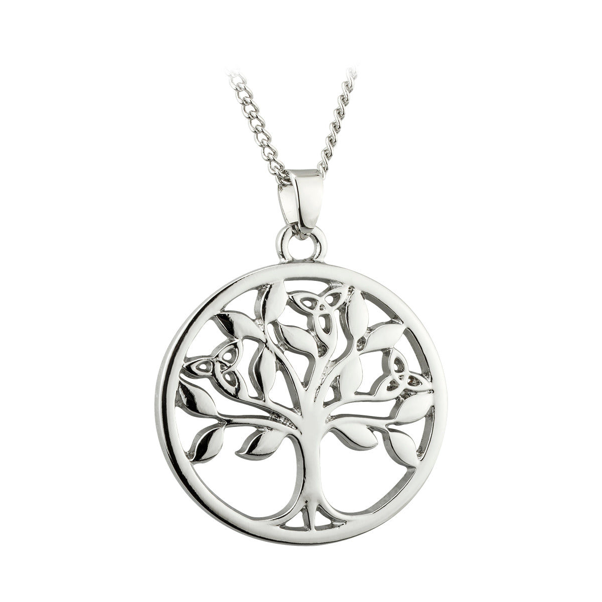 Rhodium Plated Celtic Tree Of Life Necklace