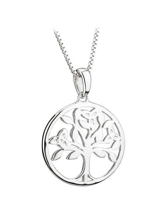 Round sterling silver Tree of Life pendant on a chain