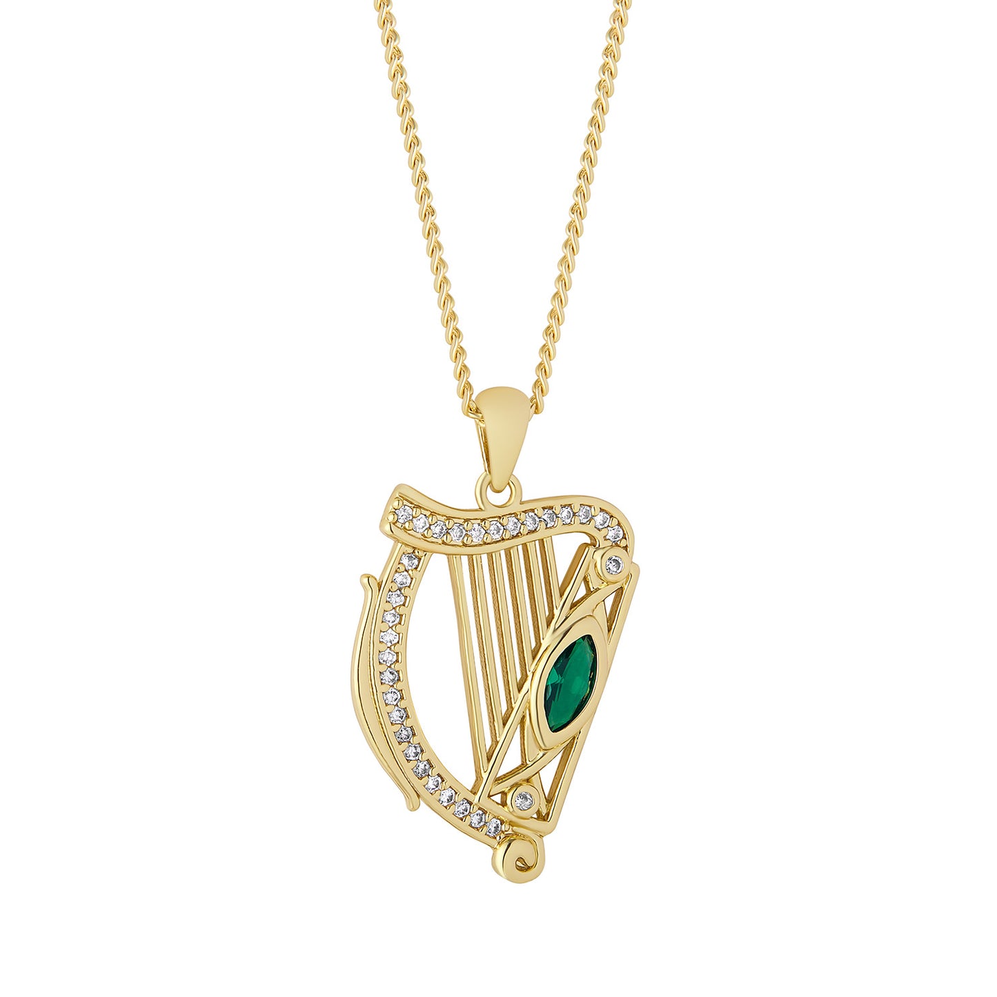 Gold Plated Crystal Harp Pendant