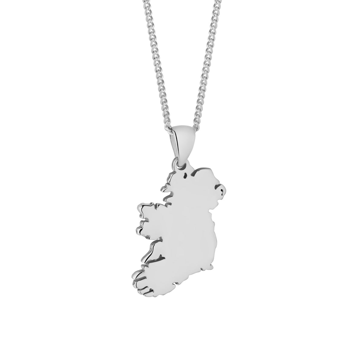 Rhodium Plated Large Map of Ireland Pendant