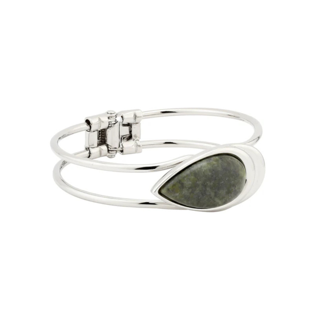 Rhodium Plated Connemara Marble Bangle