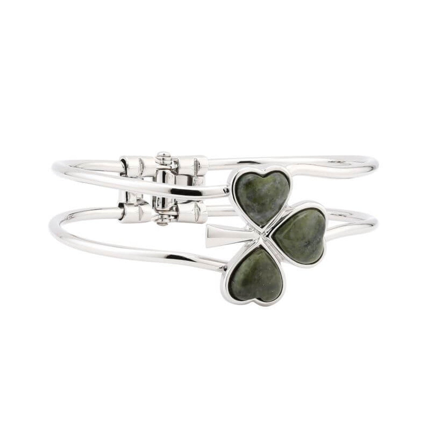 Rhodium Plated Marble Shamrock Bangle