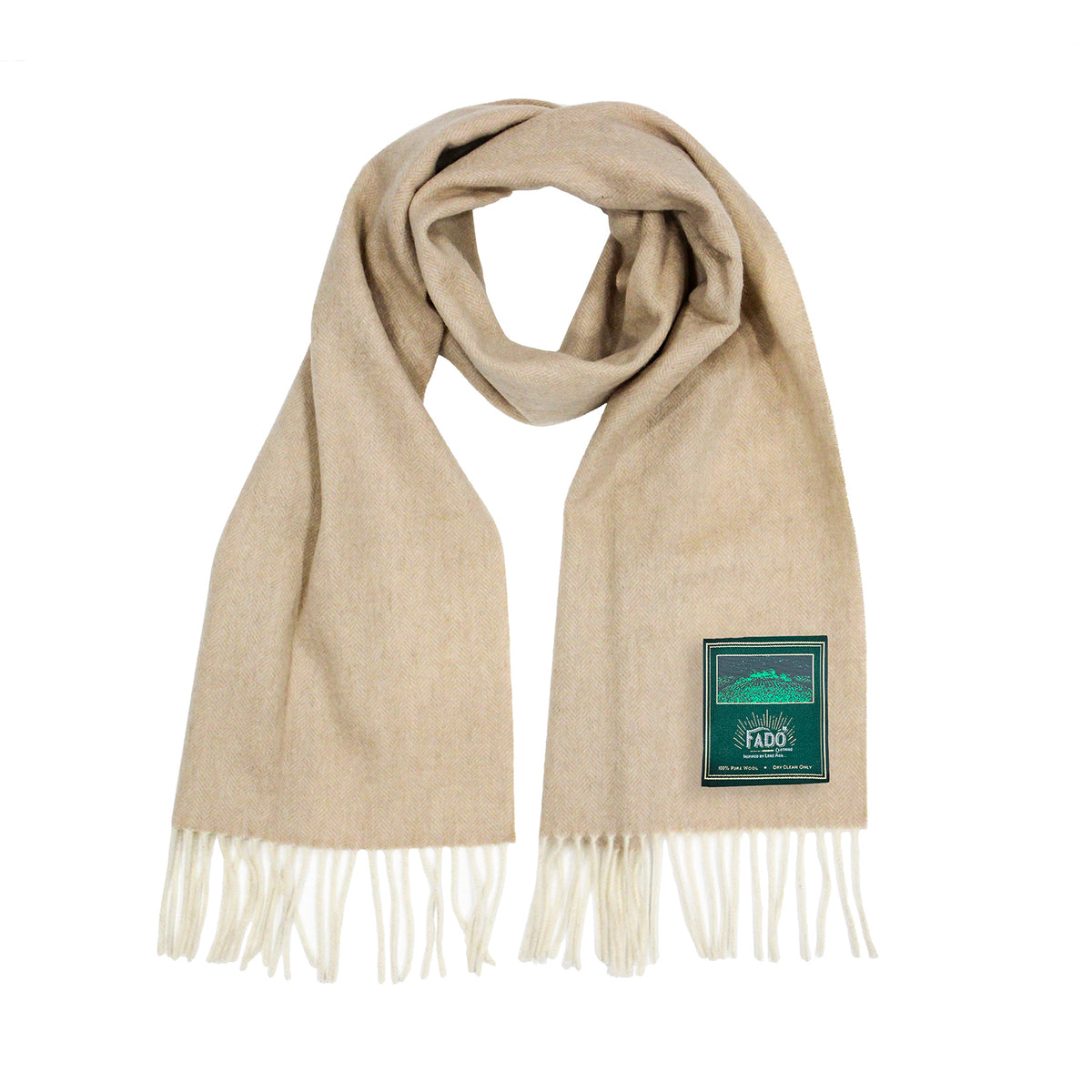 Brushed Woollen Tartan Scarf Pale Camel