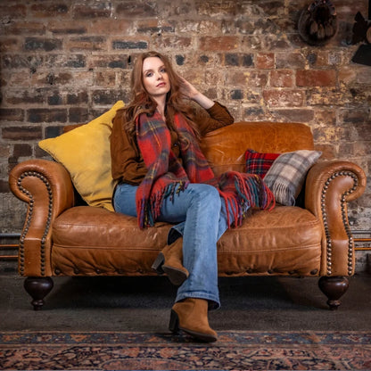 Soft Touch Herringbone Red Blanket Scarf