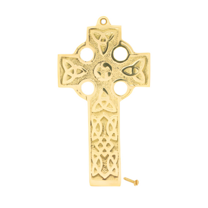 Solid Brass Trinity Knots Small Flat Celtic Cross