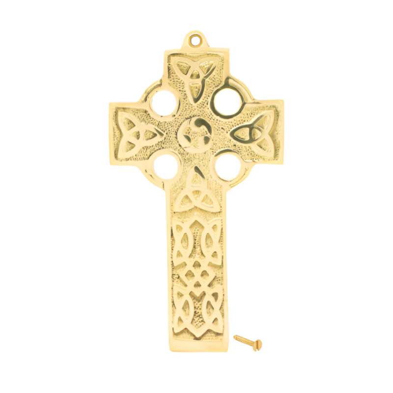 Solid Brass Trinity Knots Small Flat Celtic Cross