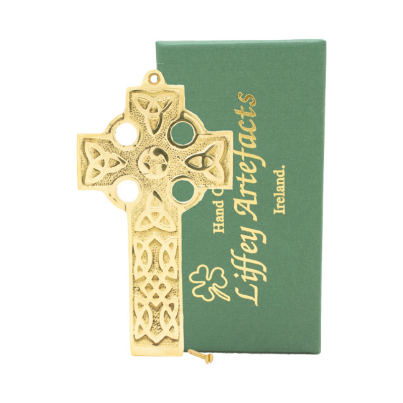 Solid Brass Trinity Knots Small Flat Celtic Cross
