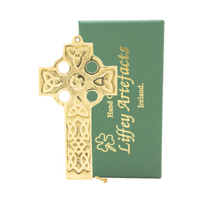 Solid Brass Trinity Knots Small Flat Celtic Cross
