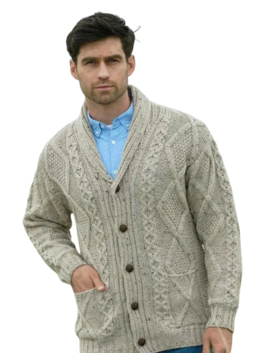 Men's Shawl Collar Grandfather Oatmeal Cardigan