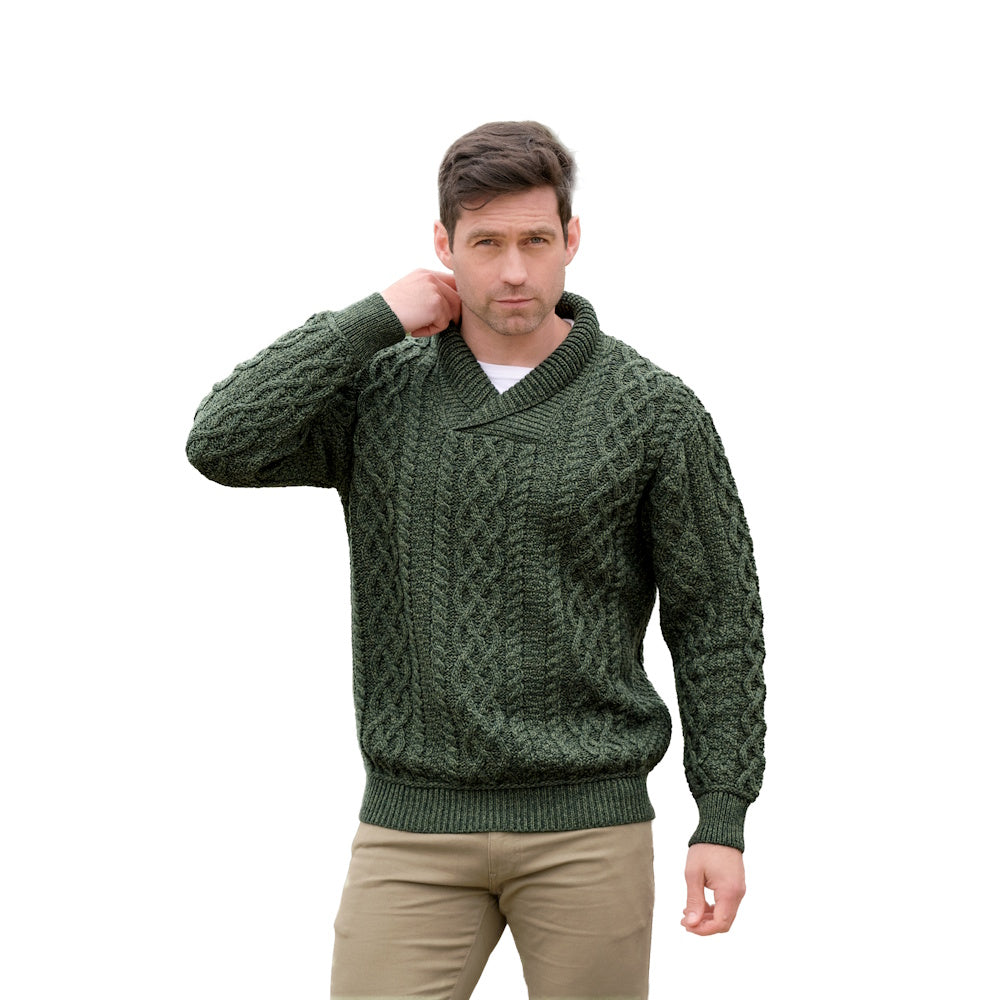 Bunratty Shawl Collar Green Sweater