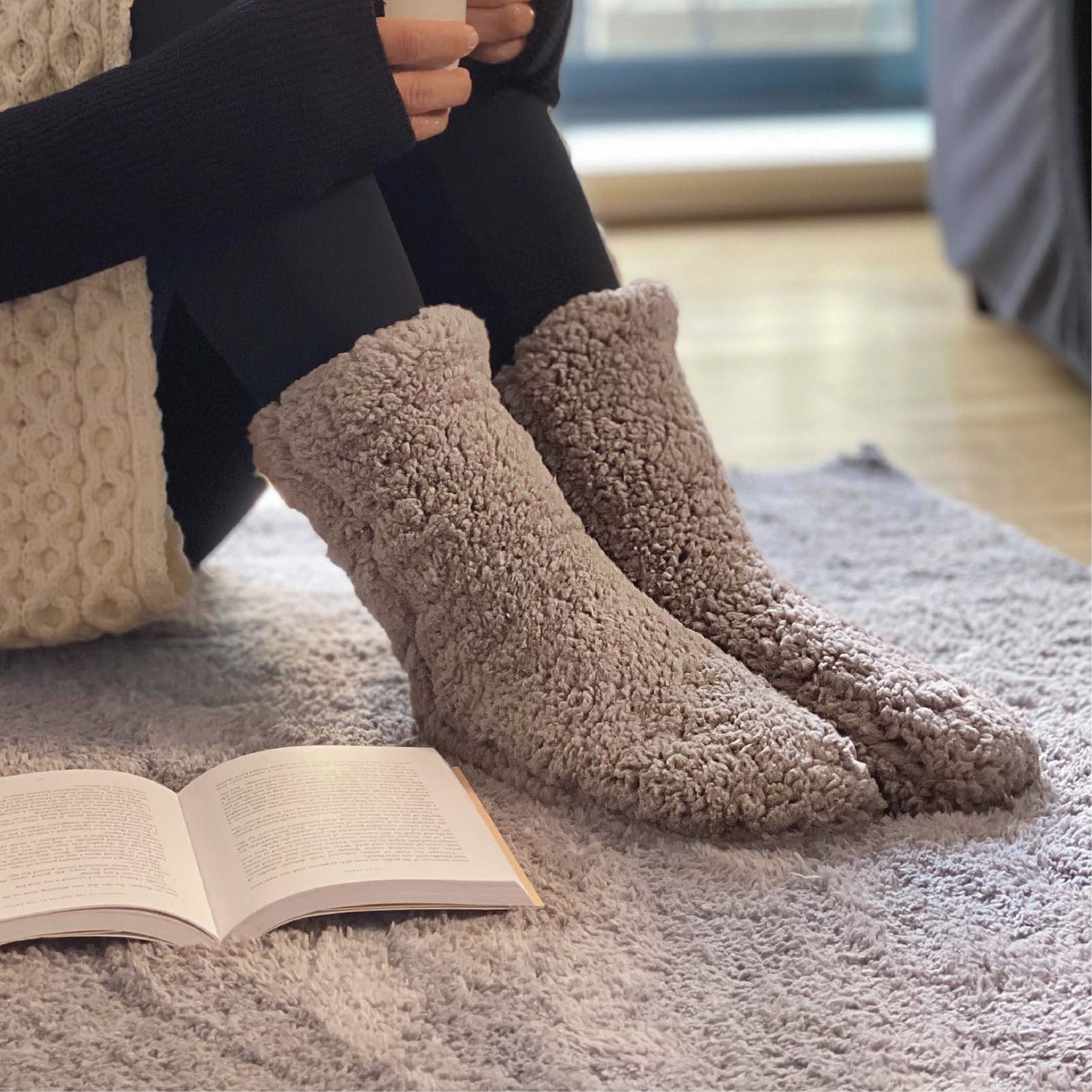 Woolly Slipper Socks Brown