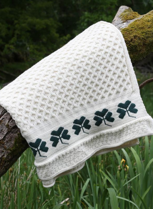 Traditional Irish Natural Shamrock Throw