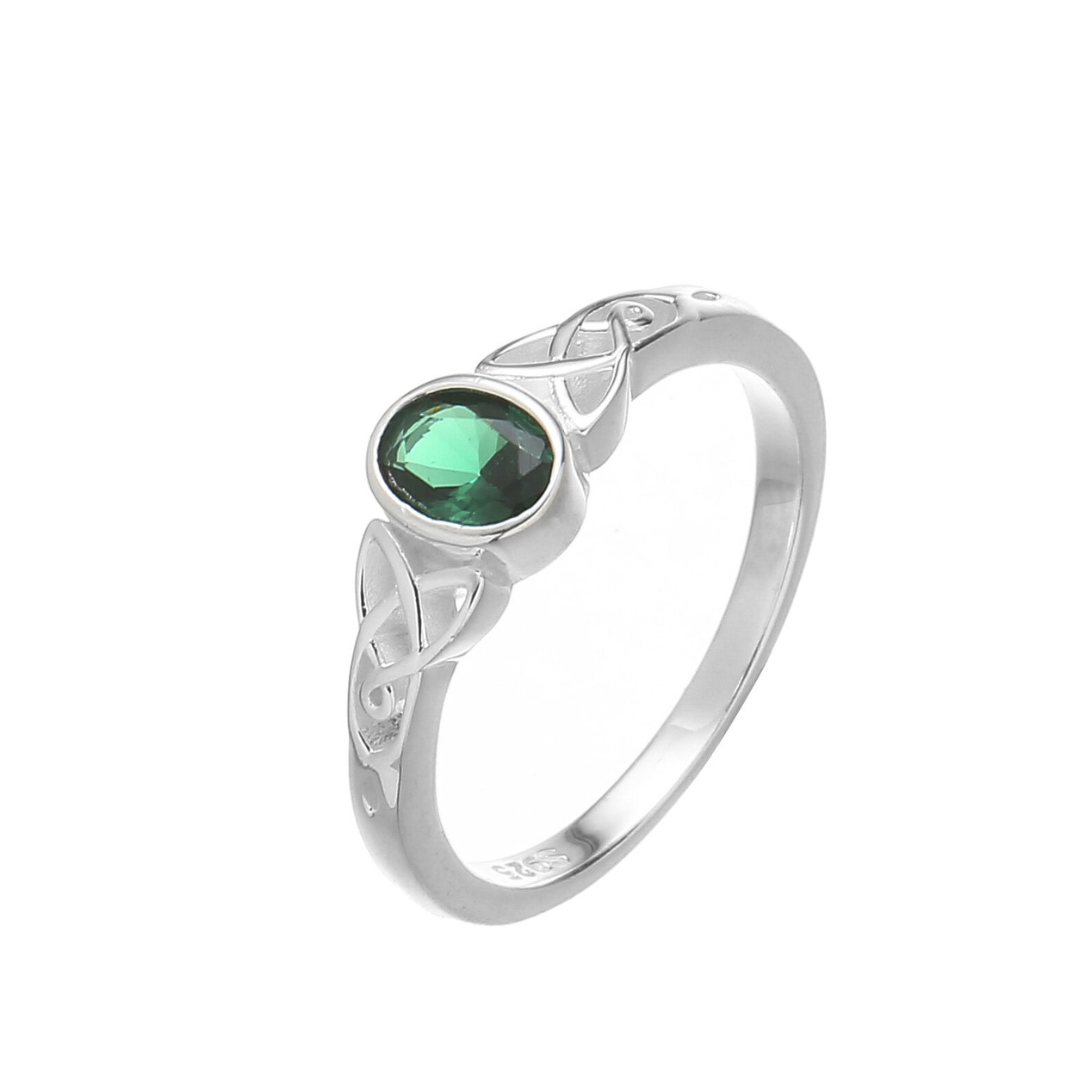 Celtic Ring With Green Stone