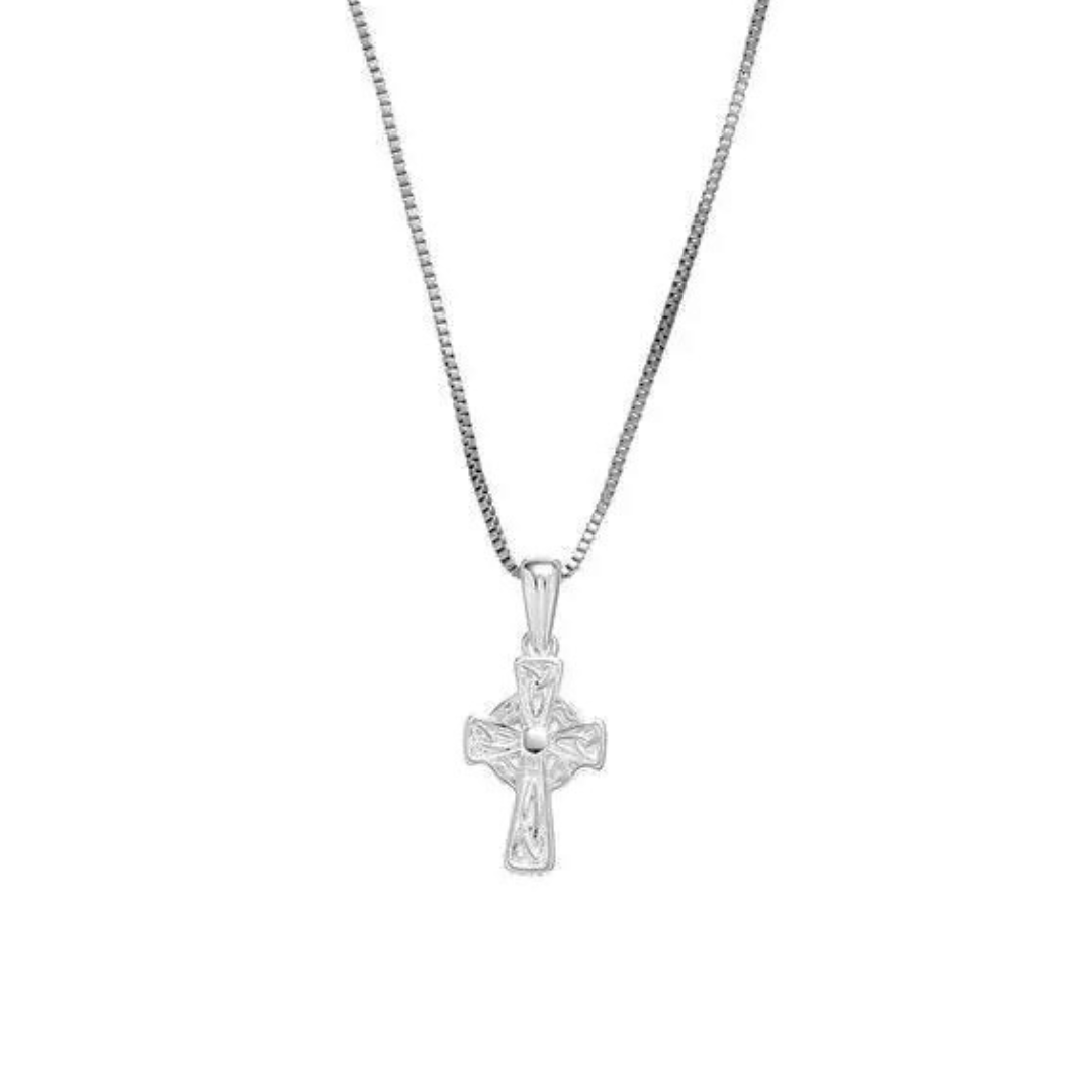 Grá Collection Plain Silver Celtic Cross Necklace Sterling Silver
