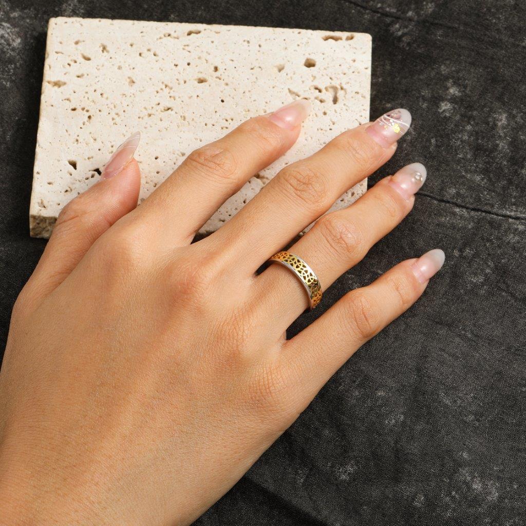 Sterling Silver And Gold Plated Trinity Band Ring 