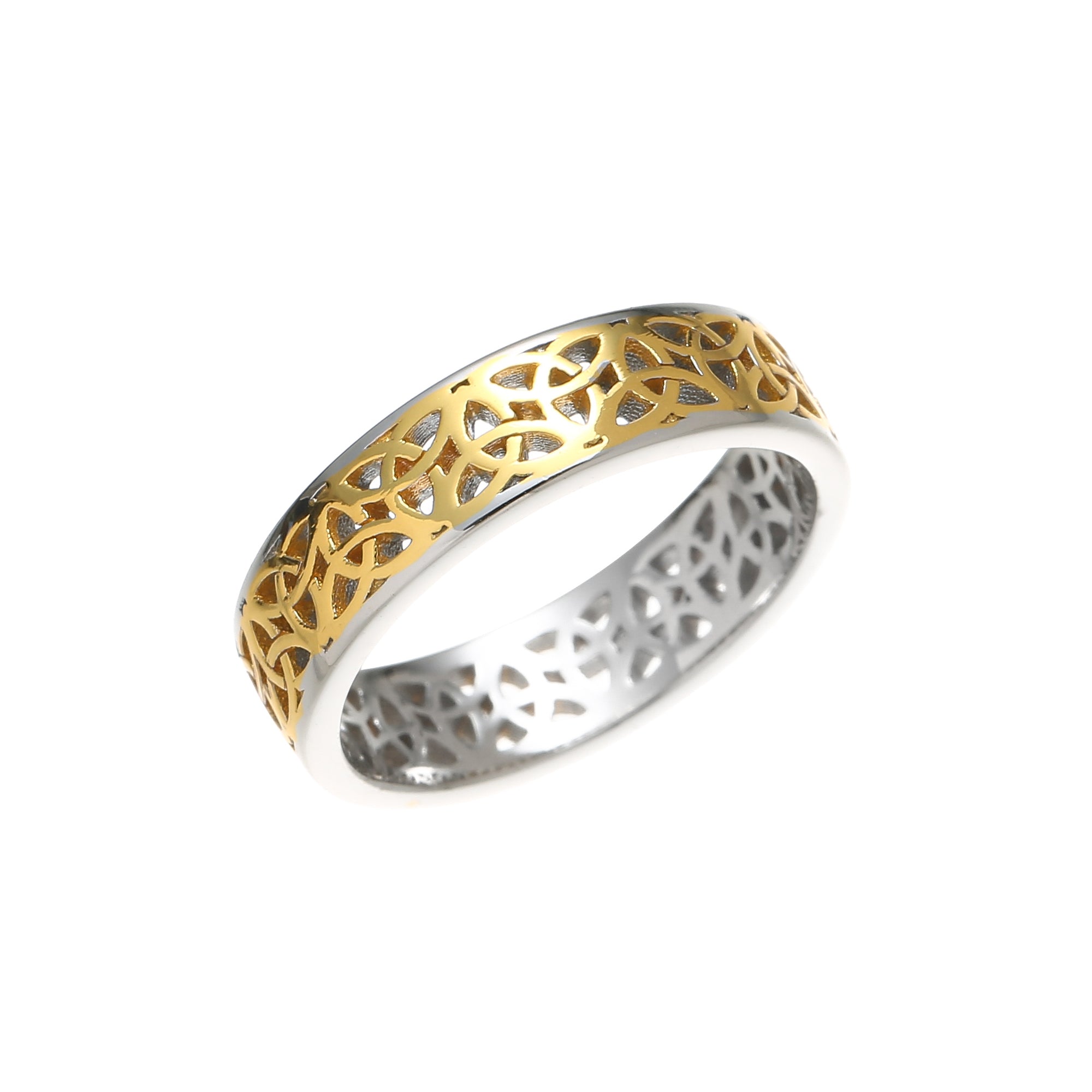 Sterling Silver And Gold Plated Trinity Band Ring