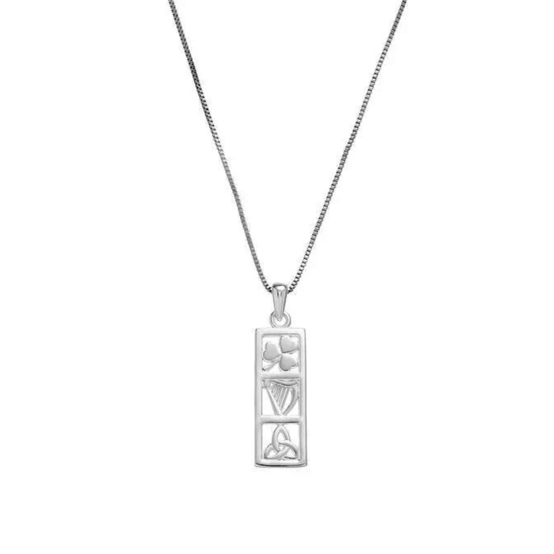 Irish Symbol Bar Necklace Sterling Silver
