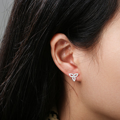Sterling Silver Plan Trinity Stud Earrings