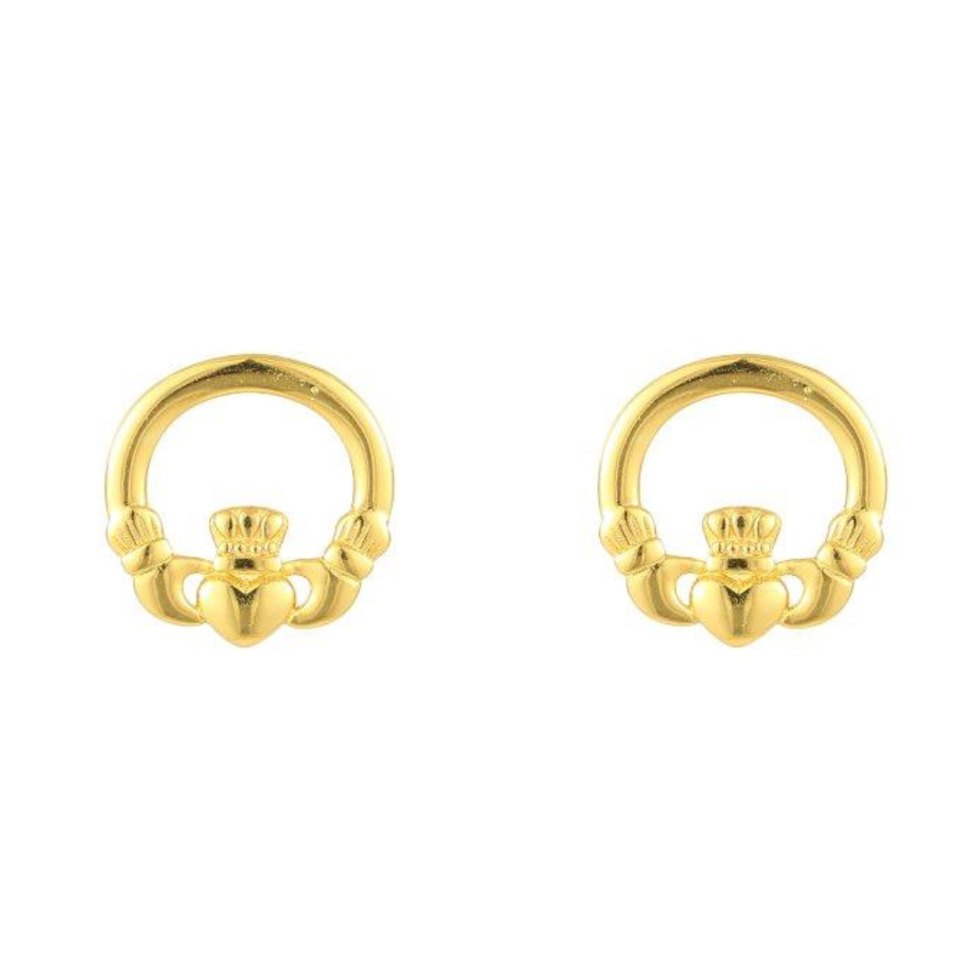 Gold Vermeil  Claddagh Earrings