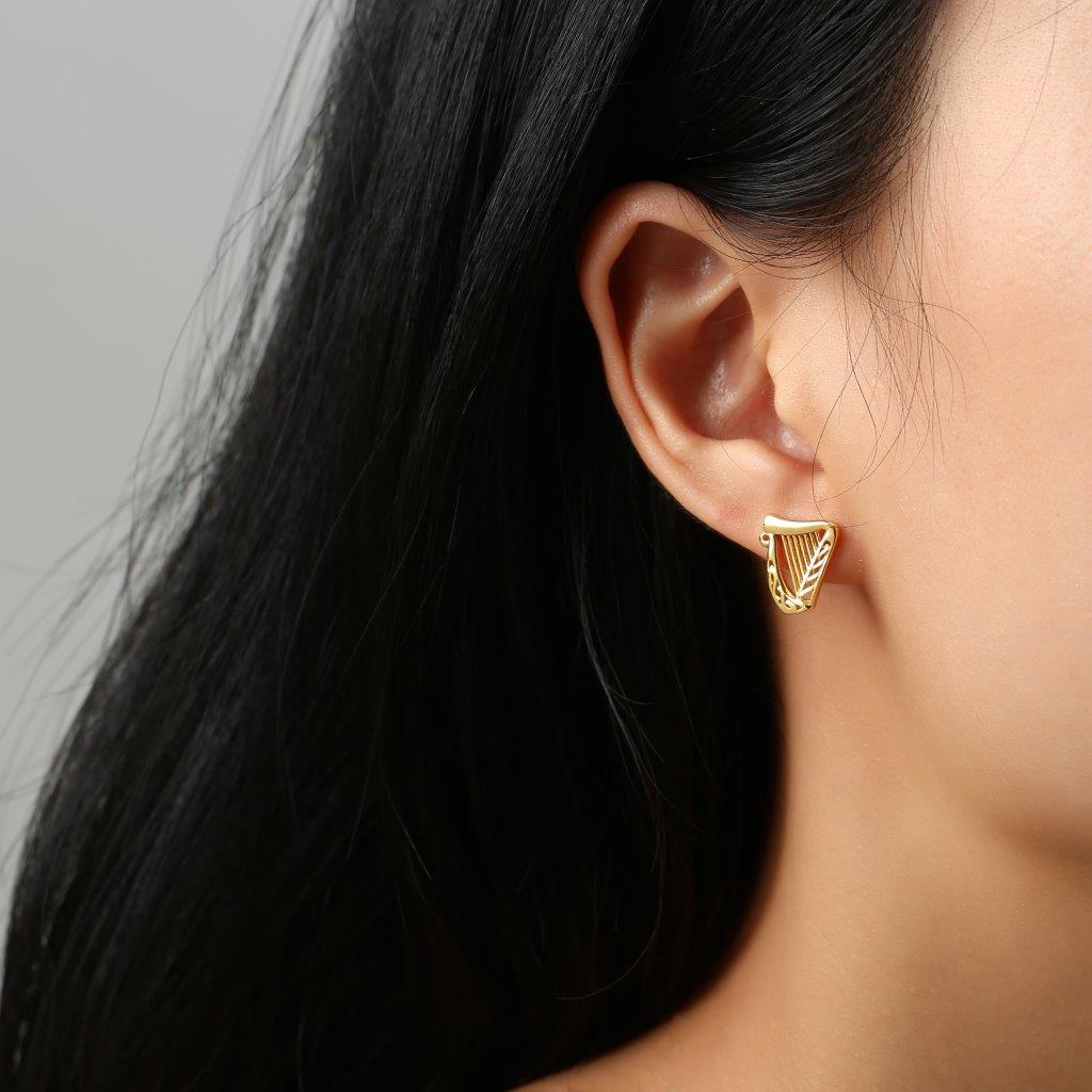 Gold Vermeil Harp Earrings 