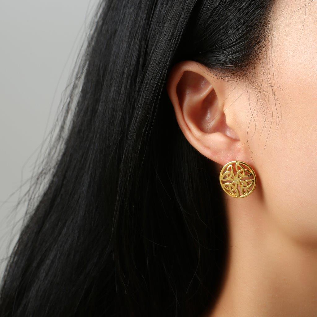 Gold Vermeil 4 Trinity Circle  Earrings 