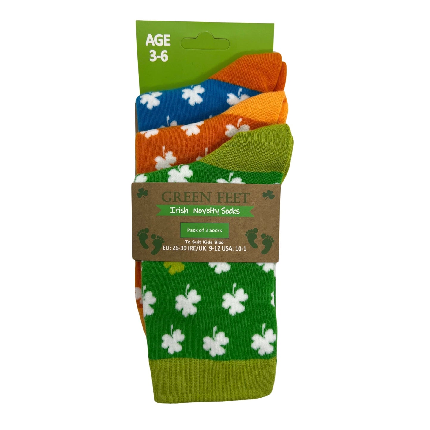 Kids Multi Coloured Set Of 3 Shamrock Socks