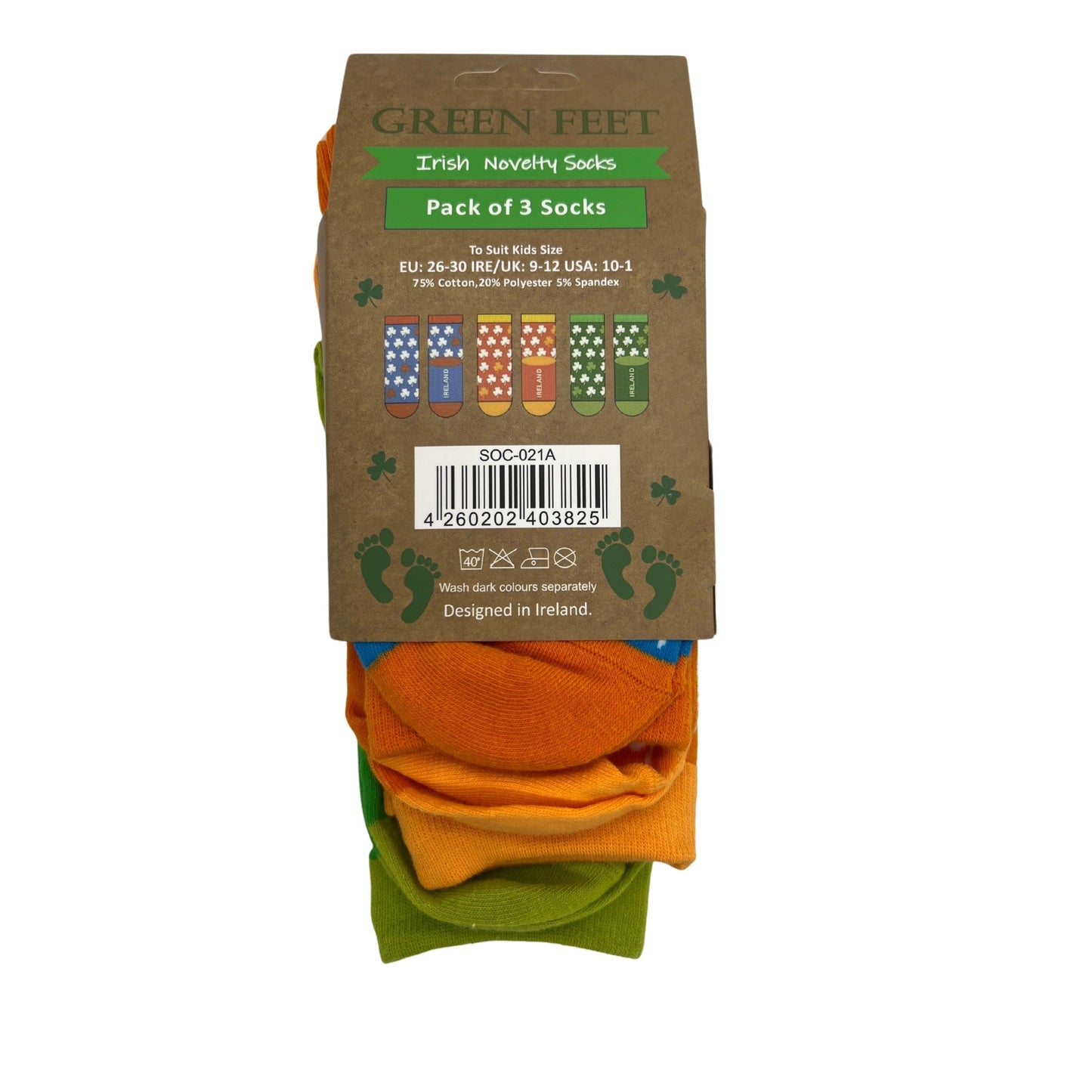 Kids Multi Coloured Set Of 3 Shamrock Socks