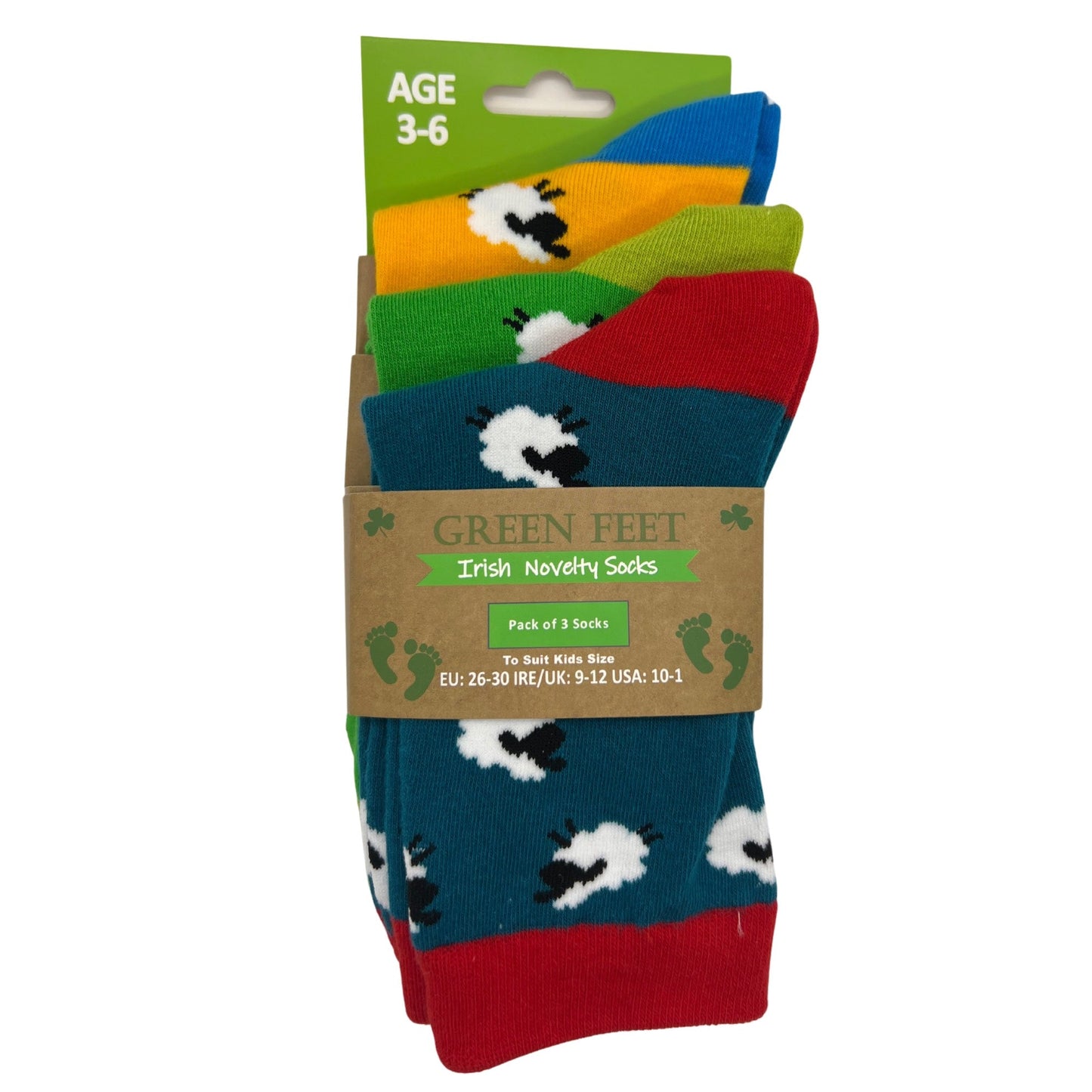 Kids Multi Coloured Set Of 3 Sheep Socks