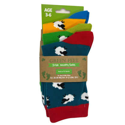 Kids Multi Coloured Set Of 3 Sheep Socks