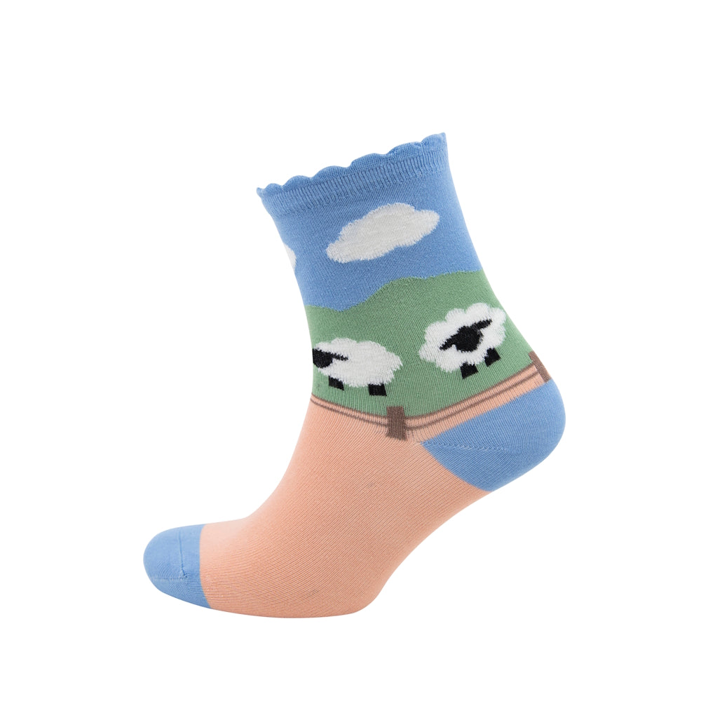 Triptoes Blush Sheep Ankle Socks