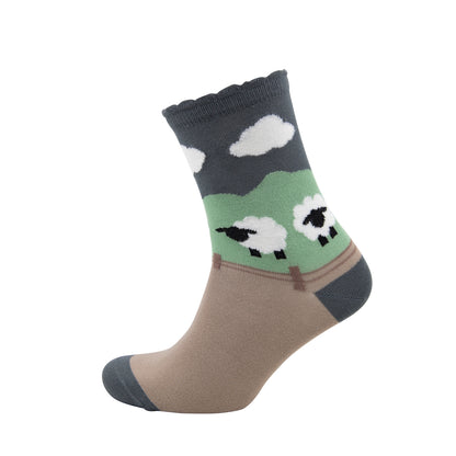 Triptoes Mushroom Sheep Ankle Socks