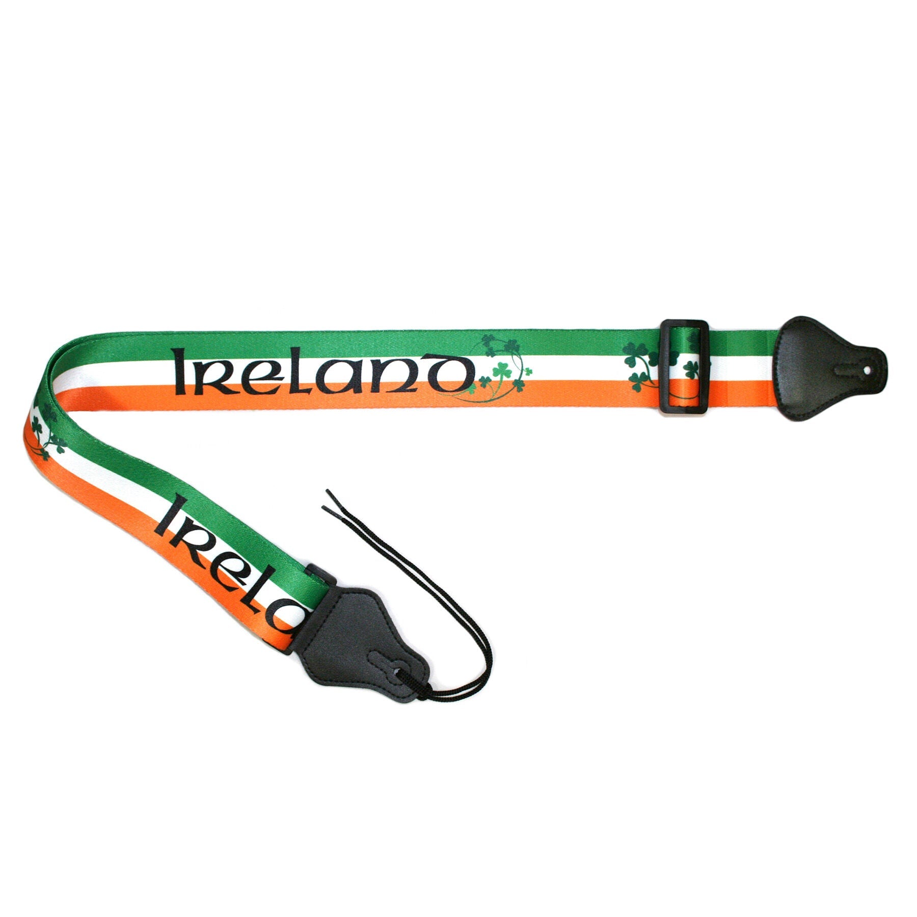 Ireland Guitar Strap With Tricolour & Sprig Shamrock Design 