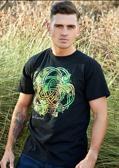 Men's Coloured Celtic Knot Black T-Shirt