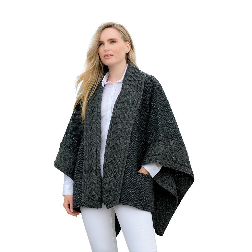 Ladies Charcoal Tweed Cape