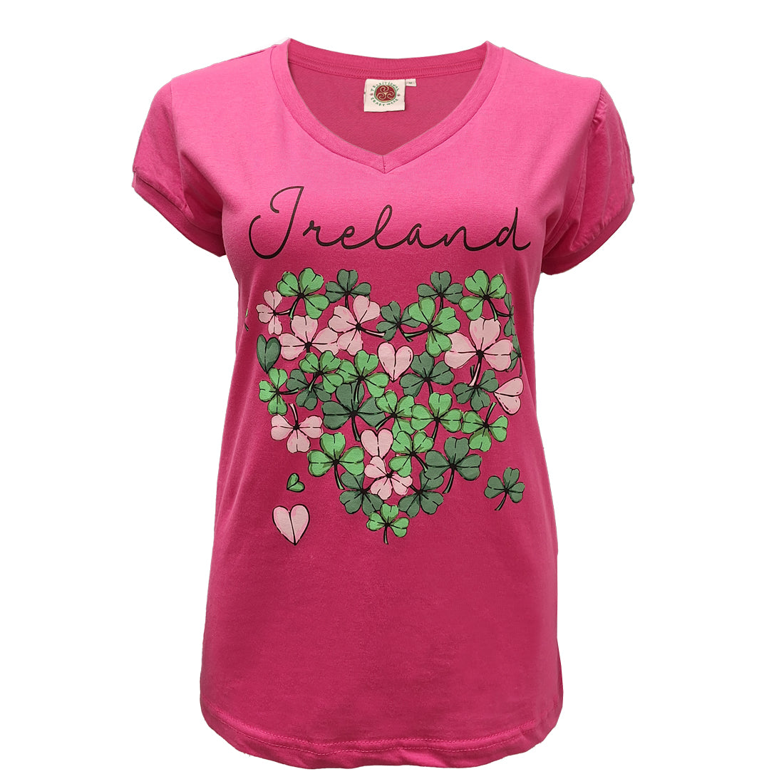 Ireland Cerise Shamrock Heart Ladies T-Shirt