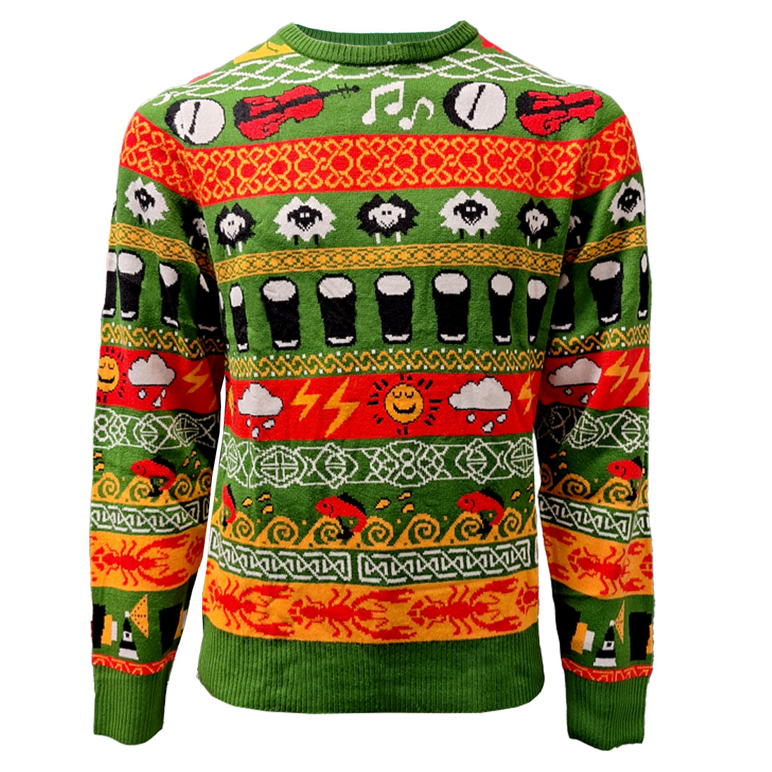 Unisex Green Multi Islander Knit Sweater 