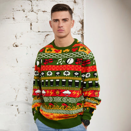 Unisex Green Multi Islander Knit Sweater