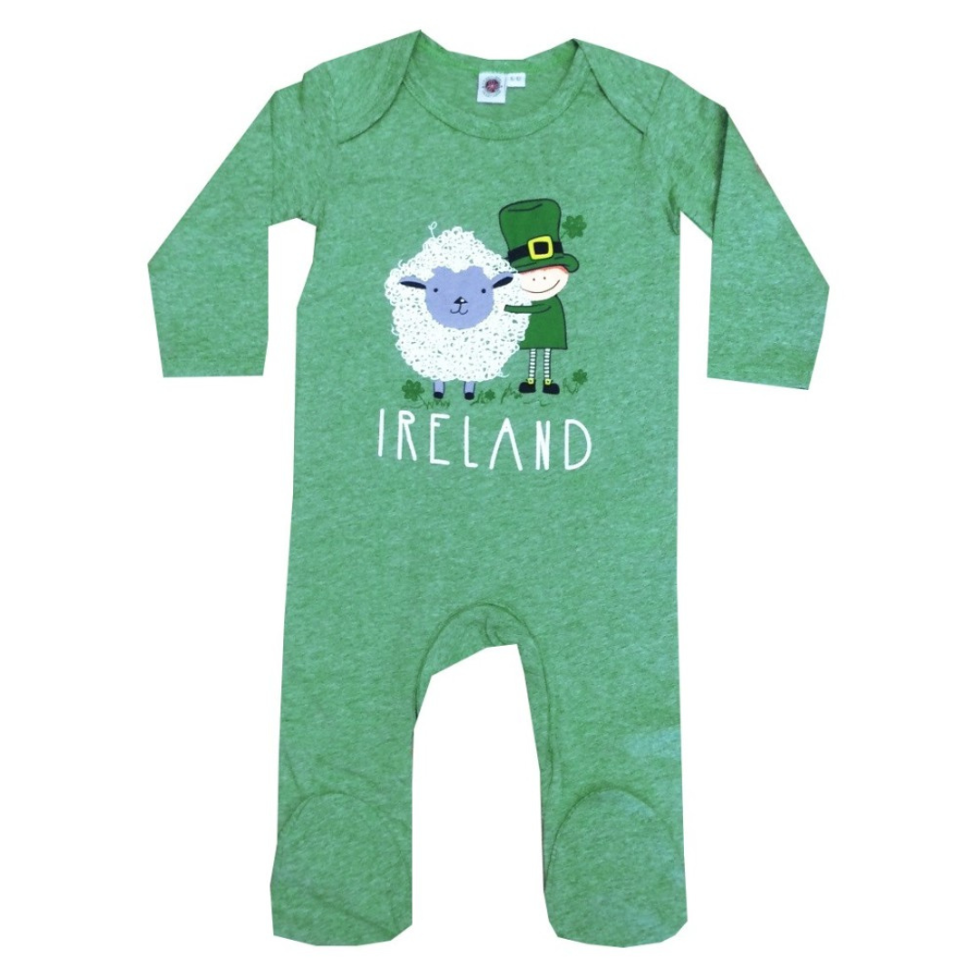 Leprechaun And Sheep Green Grindle Baby Romper