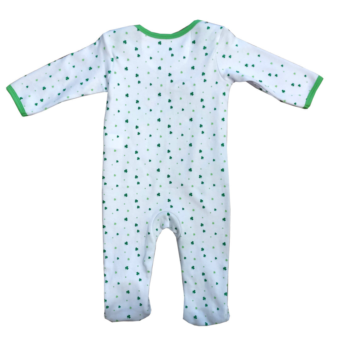 Leprechaun All Over Shamrock White Baby Romper 