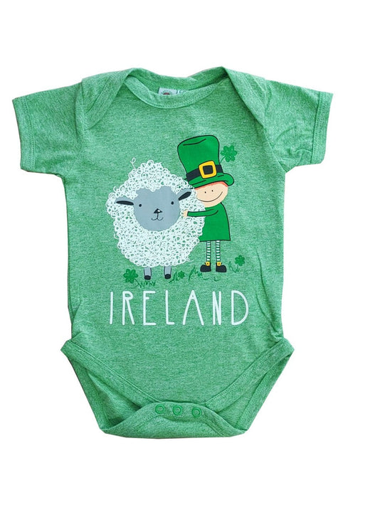 Leprechaun And Sheep Green Baby Vest
