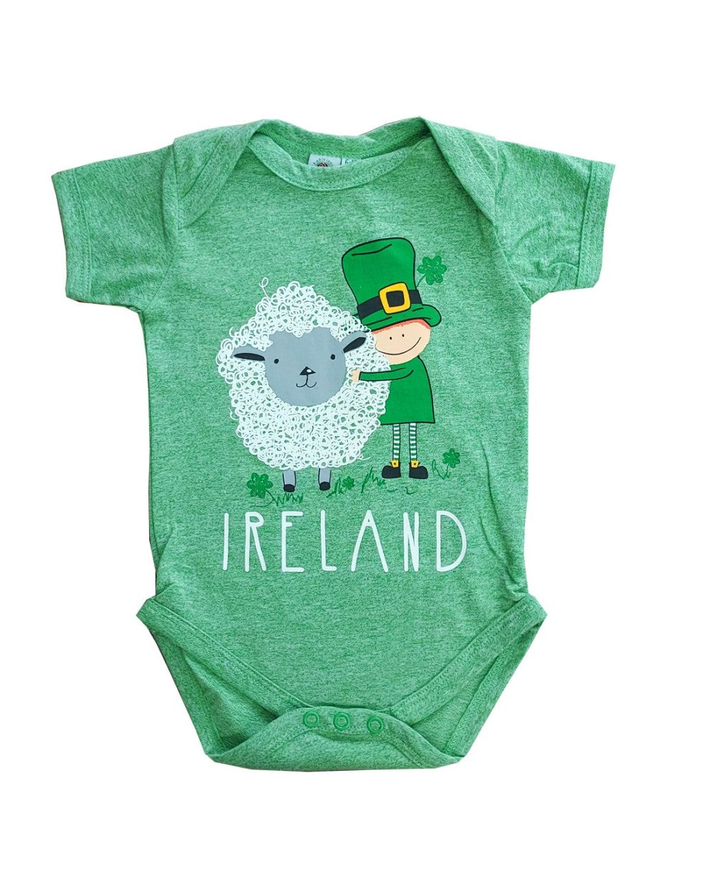 Leprechaun And Sheep Green Baby Vest