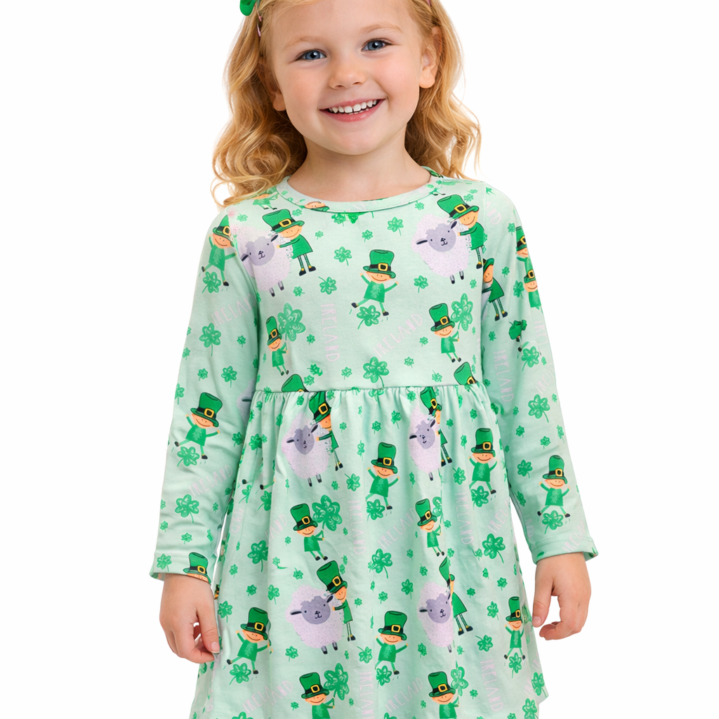 Kid's Sheep And Shamrock Dress