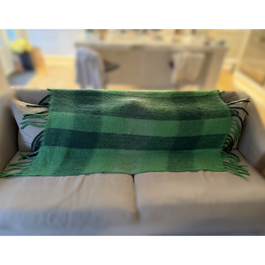 Celtic Weave Wool Blend Throw Green 