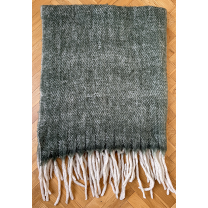 Celtic Weave Herringbone Throw Green