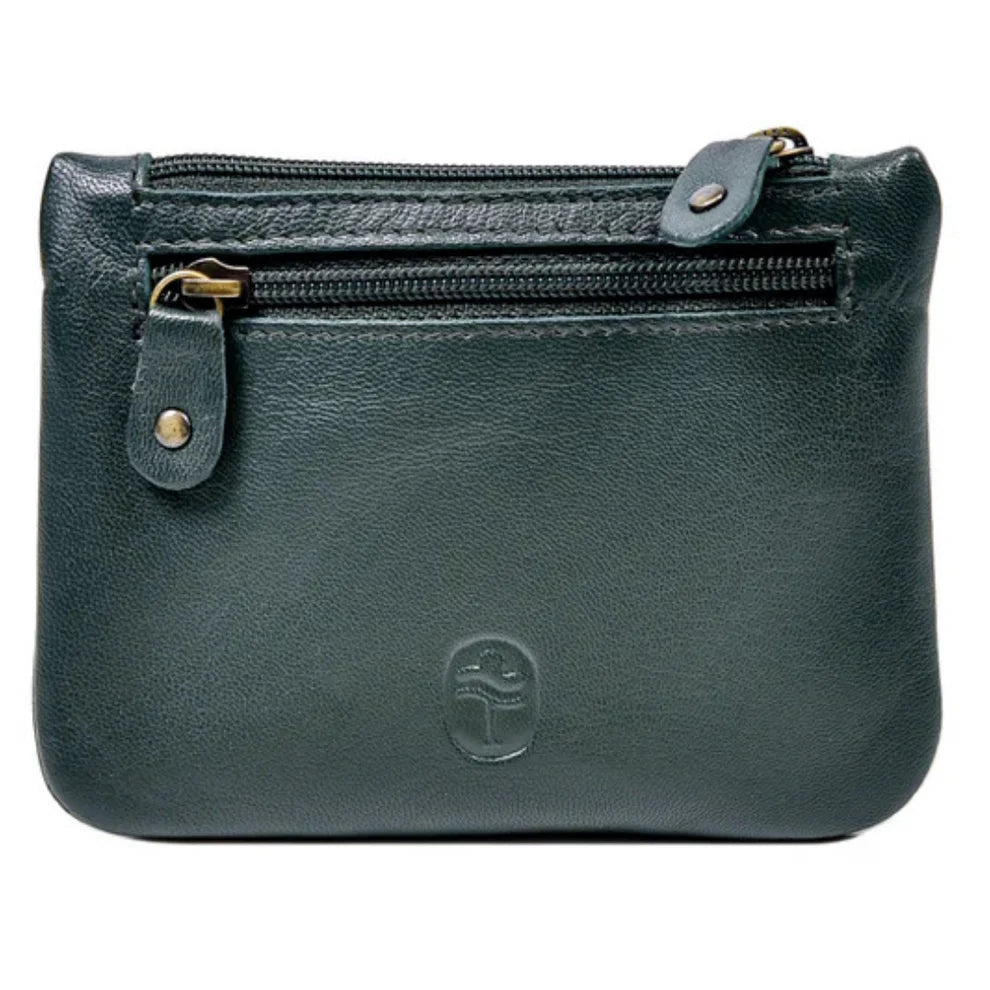 Ireland Trinity Knot 3 Zip Black Leather Purse