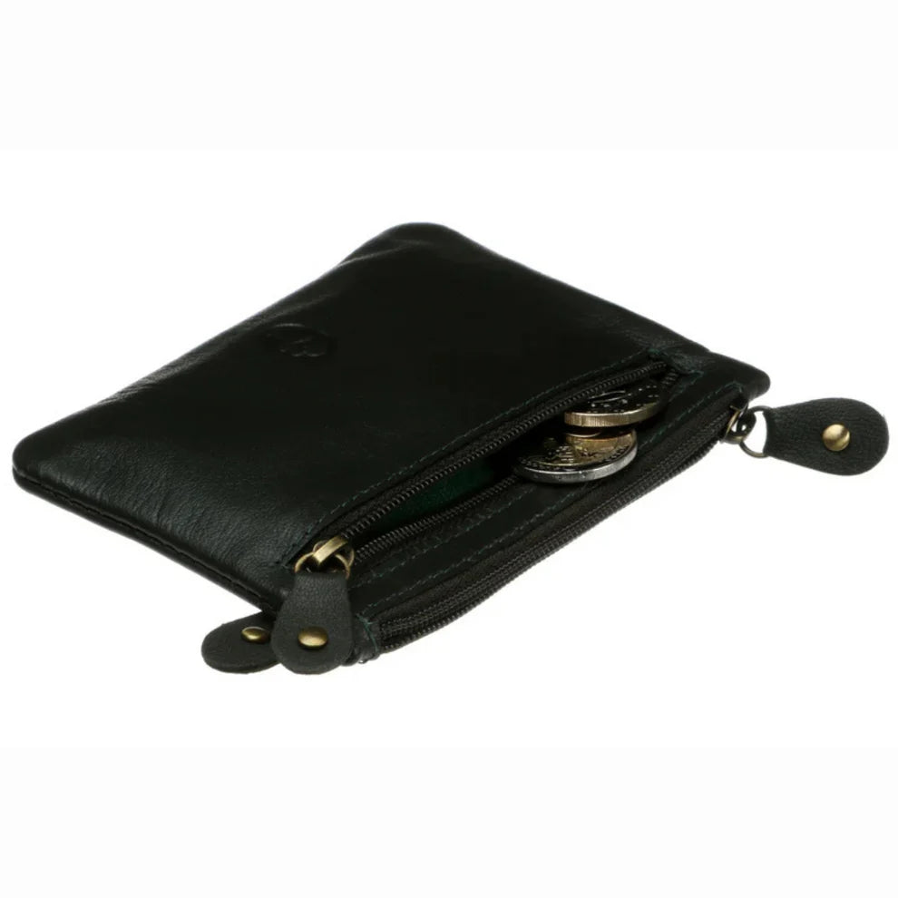 Ireland Trinity Knot 3 Zip Black Leather Purse 