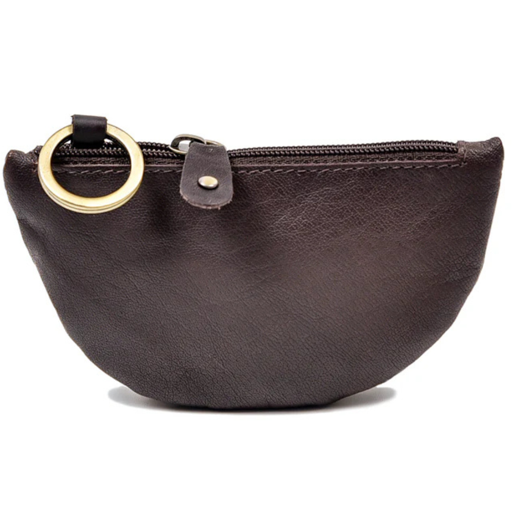 Leather Half Moon Brown Purse