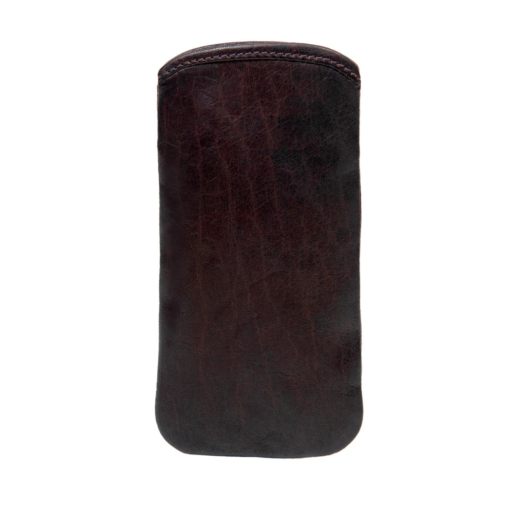 Brown leather reading glasses case