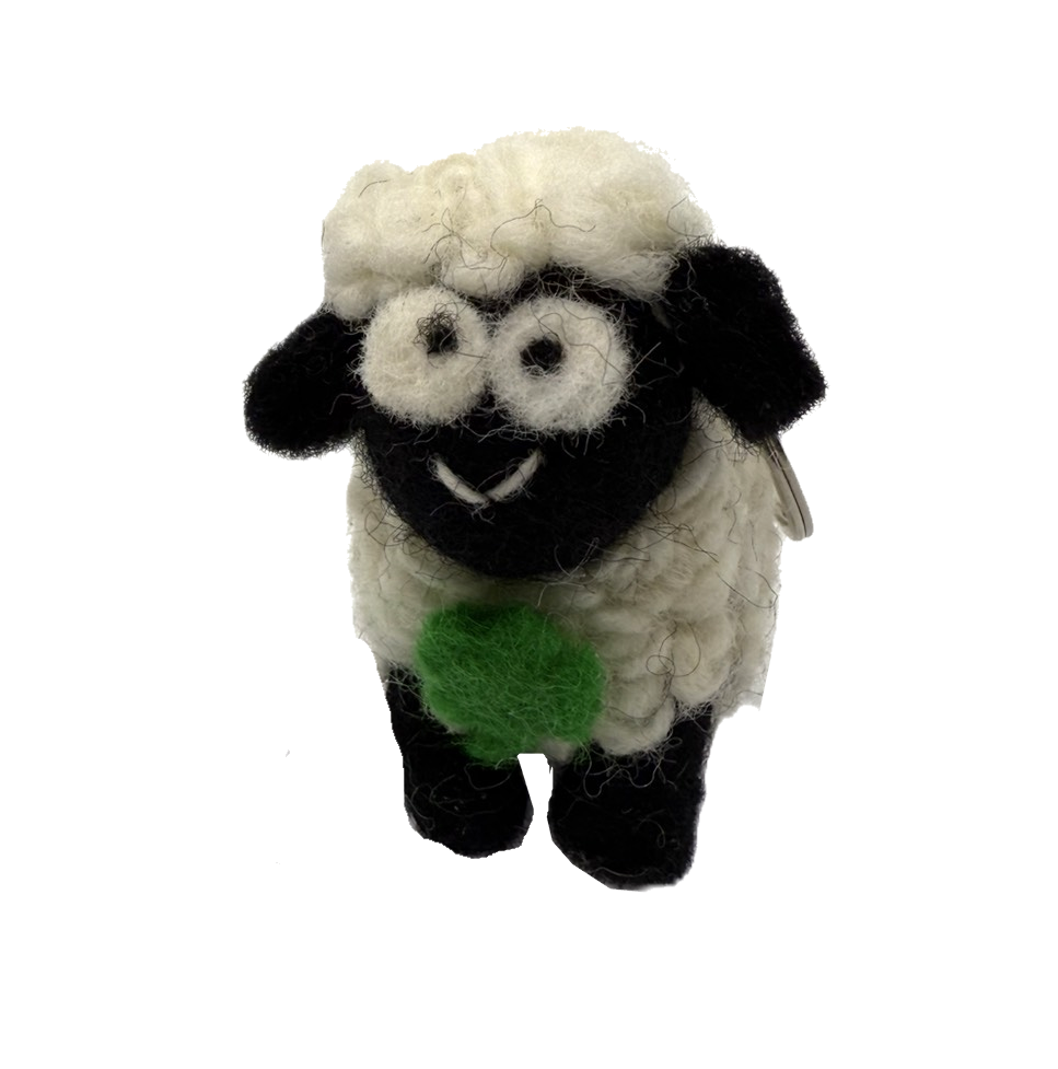 Small Black Faced Sheep With Hair Keyring