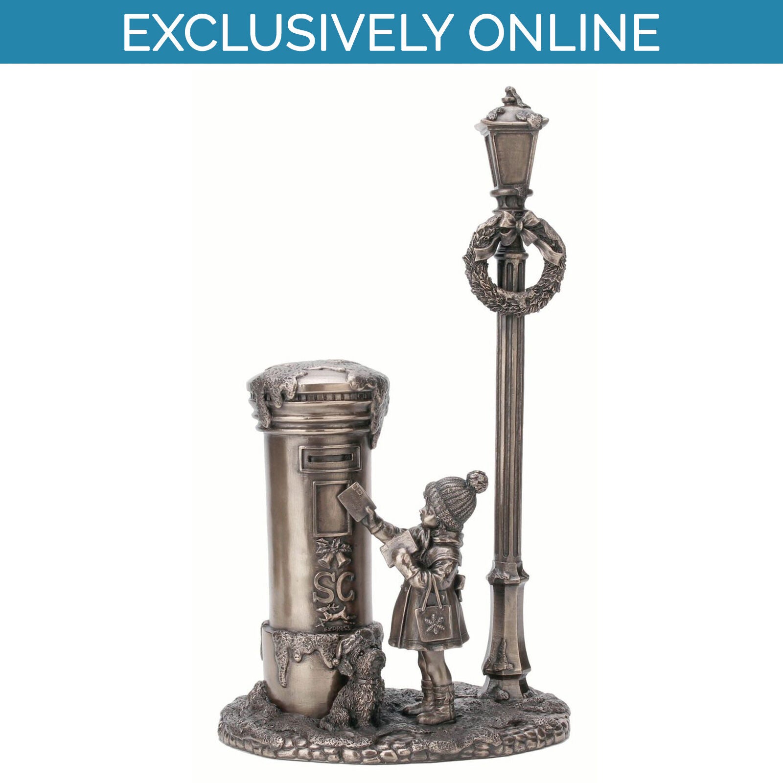 Letters To Santa Claus Bronze Statuette Christmas Decoration 